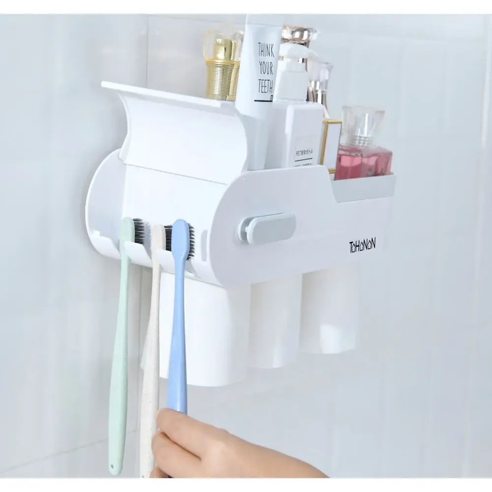 Wall Mount Toothbrush Holder , Large Capacity‎ Bathroom Organizer, Easy Install